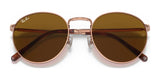 Ray-Ban NEW ROUND RB3637 Sunglasses with crystal lenses, rose gold frames, and premium engravings viewed from the front.