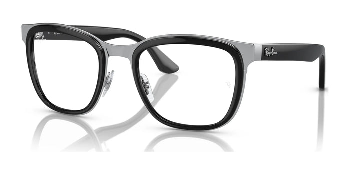 Ray-Ban CLYDE RB3709 Eyeglasses | Size 53 / Black On Silver №003/M1 / Clear / Green (Photochromic) (3F 16.6%)