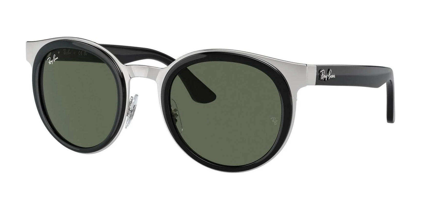 Ray-Ban BONNIE RB3710 Sunglasses Black On Silver / Dark Green