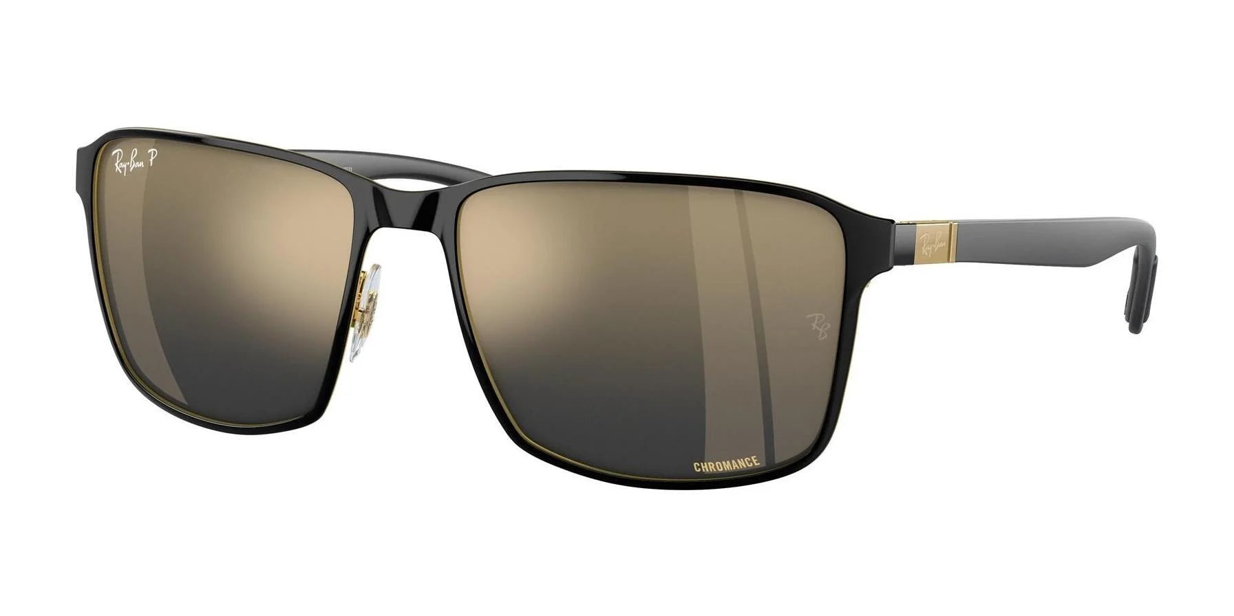 Ray-Ban RB3721CH Sunglasses Black On Gold / Blue / Gold (Polarized)