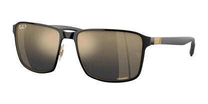 Ray-Ban RB3721CH Sunglasses Black On Gold / Blue / Gold (Polarized)