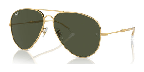 Ray-Ban OLD AVIATOR RB3825 sunglasses with gold frames and a sleek double bridge design, paired with dark lenses on a white background.