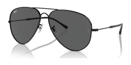 Ray-Ban OLD AVIATOR RB3825 sunglasses feature a sleek double bridge design with black №002/B1 lenses, elegantly set against a white background.