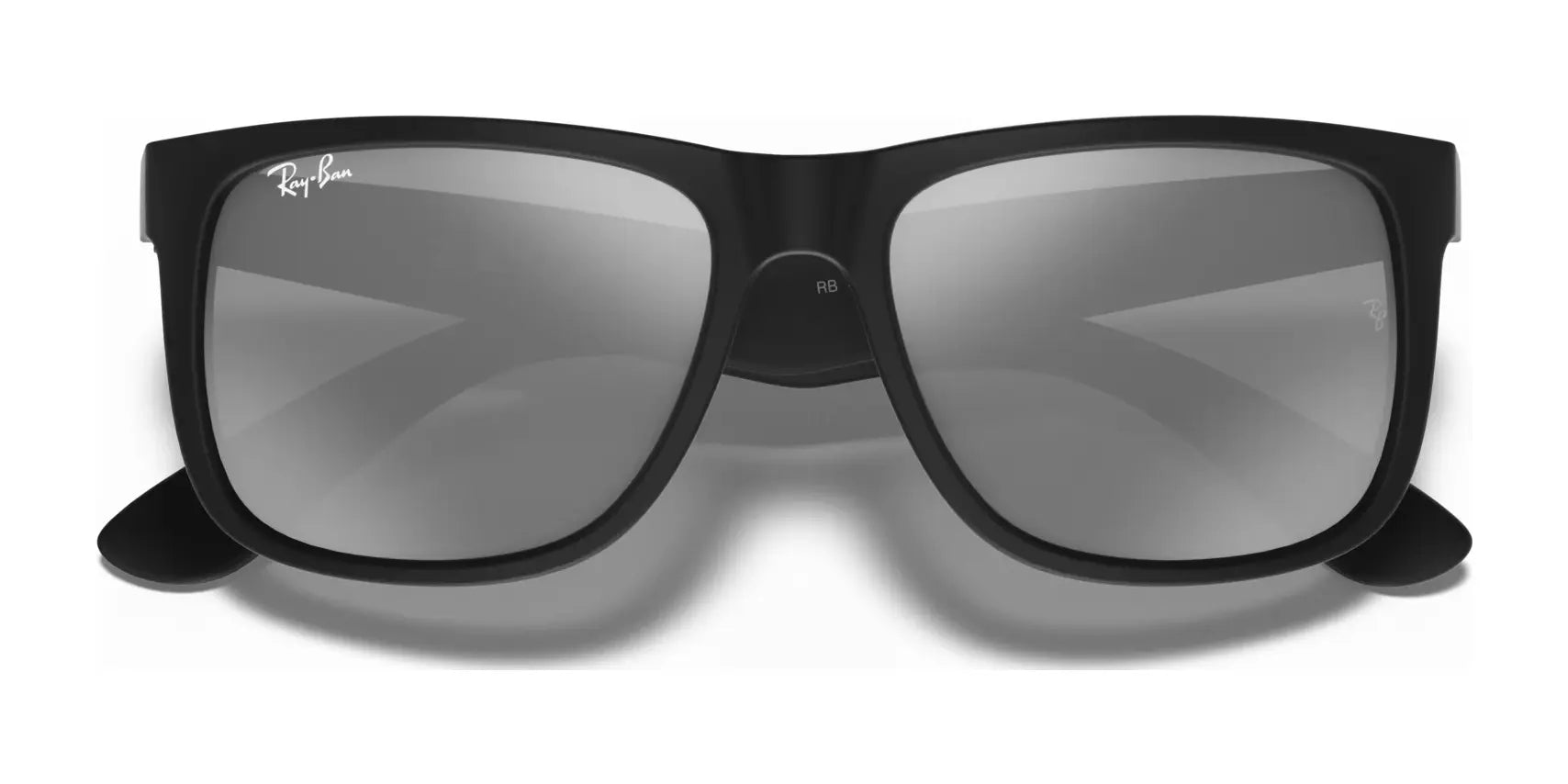 The Ray-Ban JUSTIN RB4165 sunglasses offer reflective lenses, a brand logo on the top left, and 100% UV protection.