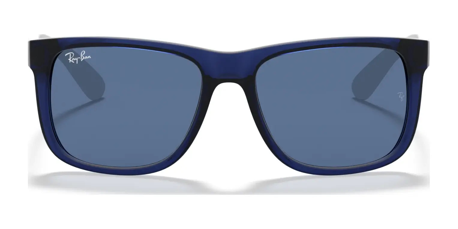 The Ray-Ban JUSTIN RB4165 sunglasses boast a chic blue frame and dark lenses, providing 100% UV protection.