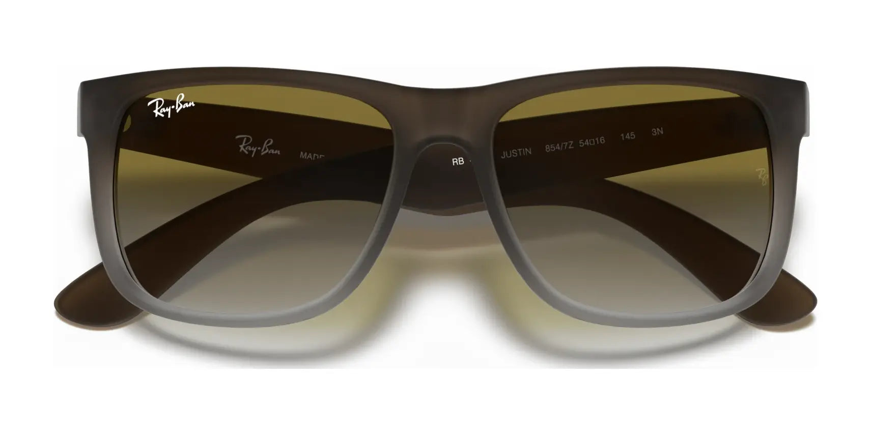 Ray-Ban JUSTIN RB4165 sunglasses feature a square shape with a brown gradient frame and dark lenses, providing 100% UV protection.