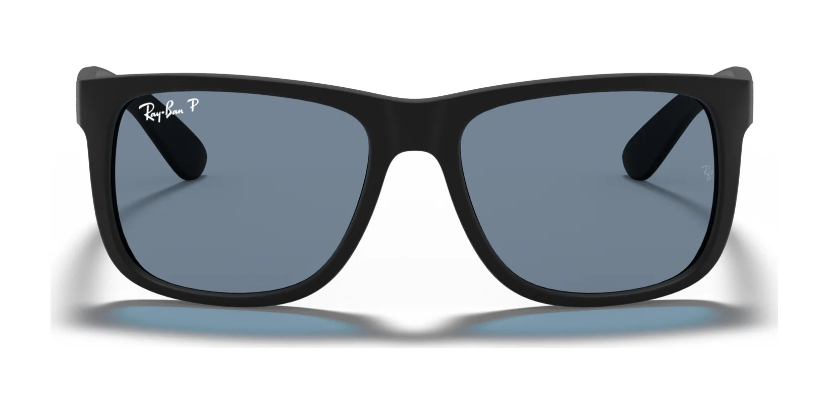 Ray-Ban JUSTIN RB4165F sunglasses offer stylish front-view UV protection with rectangular frames and polarized lenses.