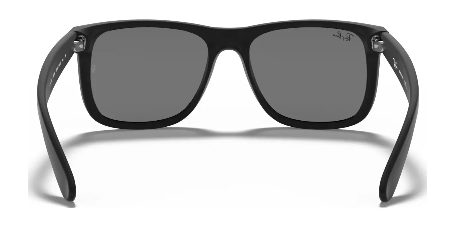 Ray-Ban JUSTIN RB4165F sunglasses with rectangular frames and dark lenses, providing excellent UV protection, showcased on a white background.