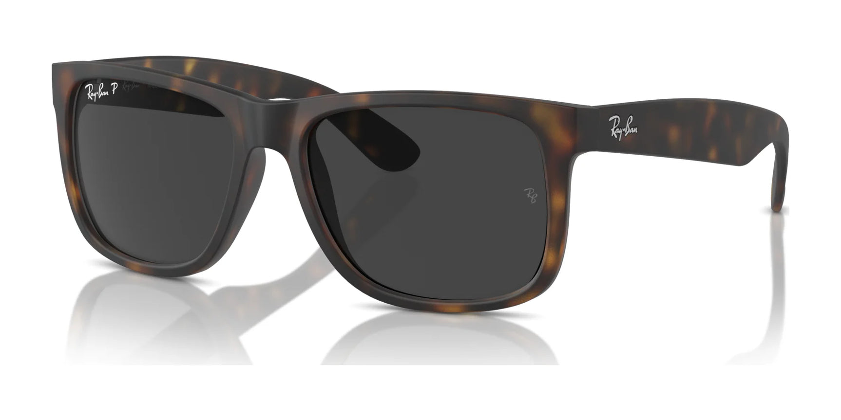 Ray-Ban JUSTIN RB4165F sunglasses in Havana №865/87 feature a chic square frame with dark UV-protective lenses and the iconic Ray-Ban logo on the temples and lens.