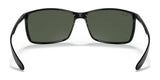 Ray-Ban LITEFORCE RB4179 sunglasses, black and rectangular with dark lenses, offer a stylish front view while being lightweight and durable. Size: 62.