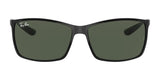 Ray-Ban LITEFORCE RB4179 Sunglasses, Size 62, featuring black frames and dark lenses on a white background, merge lightweight sophistication with durable design.