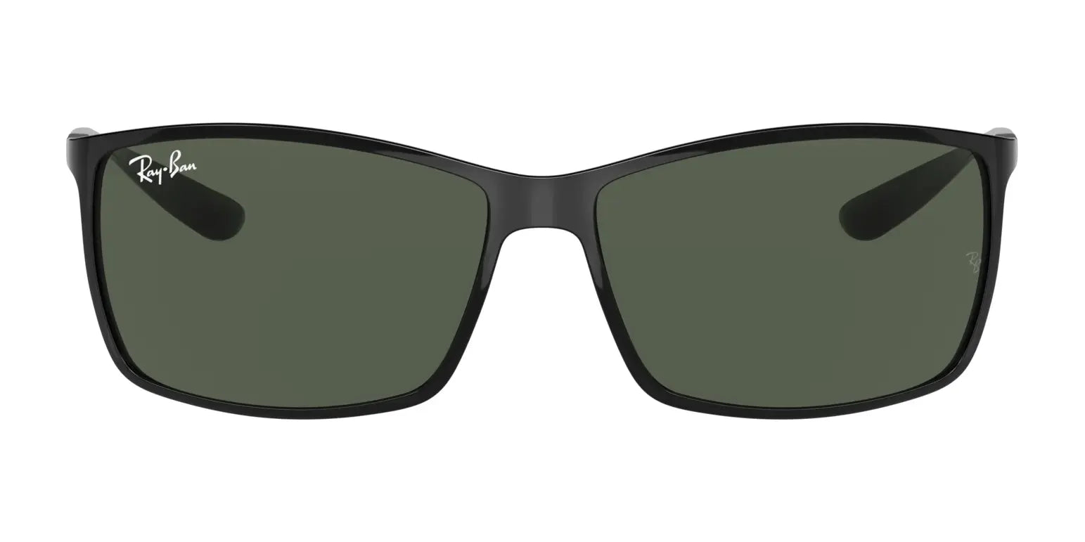 Ray-Ban LITEFORCE RB4179 Sunglasses, Size 62, featuring black frames and dark lenses on a white background, merge lightweight sophistication with durable design.