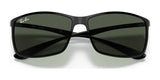 Ray-Ban LITEFORCE RB4179 Sunglasses, Size 62, featuring dark green lenses, are stylishly displayed on a white background, highlighting their lightweight and durable design.