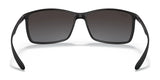 Front view of Ray-Ban LITEFORCE RB4179 sunglasses, size 62, featuring a black square frame with dark tinted lenses on a white background; designed for lightweight durability.