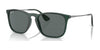 Ray-Ban CHRIS RB4187 Sunglasses | Size 54 / Transparent Green №666381 / Dark Grey (Polarized) (3P 10%)