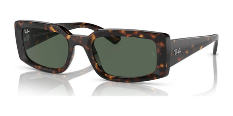 Explore the Ray-Ban KILIANE RB4395 Sunglasses in Size 54 with Havana №135971 tortoiseshell square frames made from bio-based acetate and green lenses for UV protection. These stylish shades add timeless elegance to any sunny occasion.