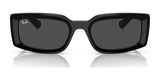 The Ray-Ban KILIANE RB4395F Sunglasses in size 54 are black with dark lenses and a logo on the top left, embodying luxurious style.