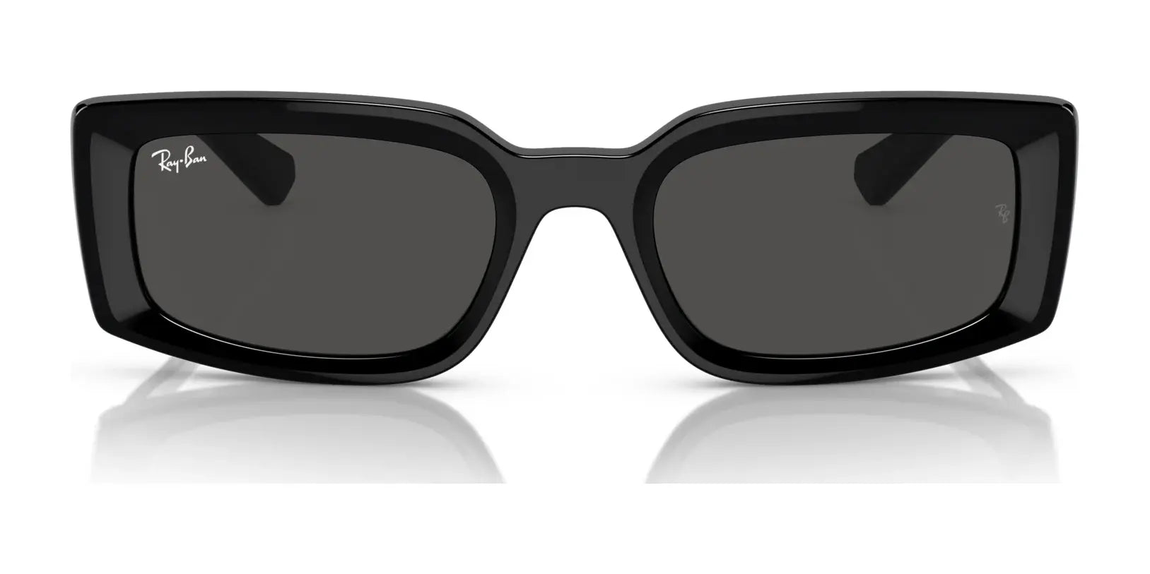 The Ray-Ban KILIANE RB4395F Sunglasses in size 54 are black with dark lenses and a logo on the top left, embodying luxurious style.