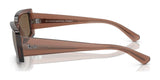 Side view of Ray-Ban KILIANE RB4395F Sunglasses in brown, featuring "bio-based material frames" text on the inside.