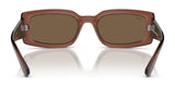 Ray-Ban KILIANE RB4395F Sunglasses Size 54 feature brown rectangular frames with dark tinted lenses and a glossy finish, epitomizing luxury eyewear.