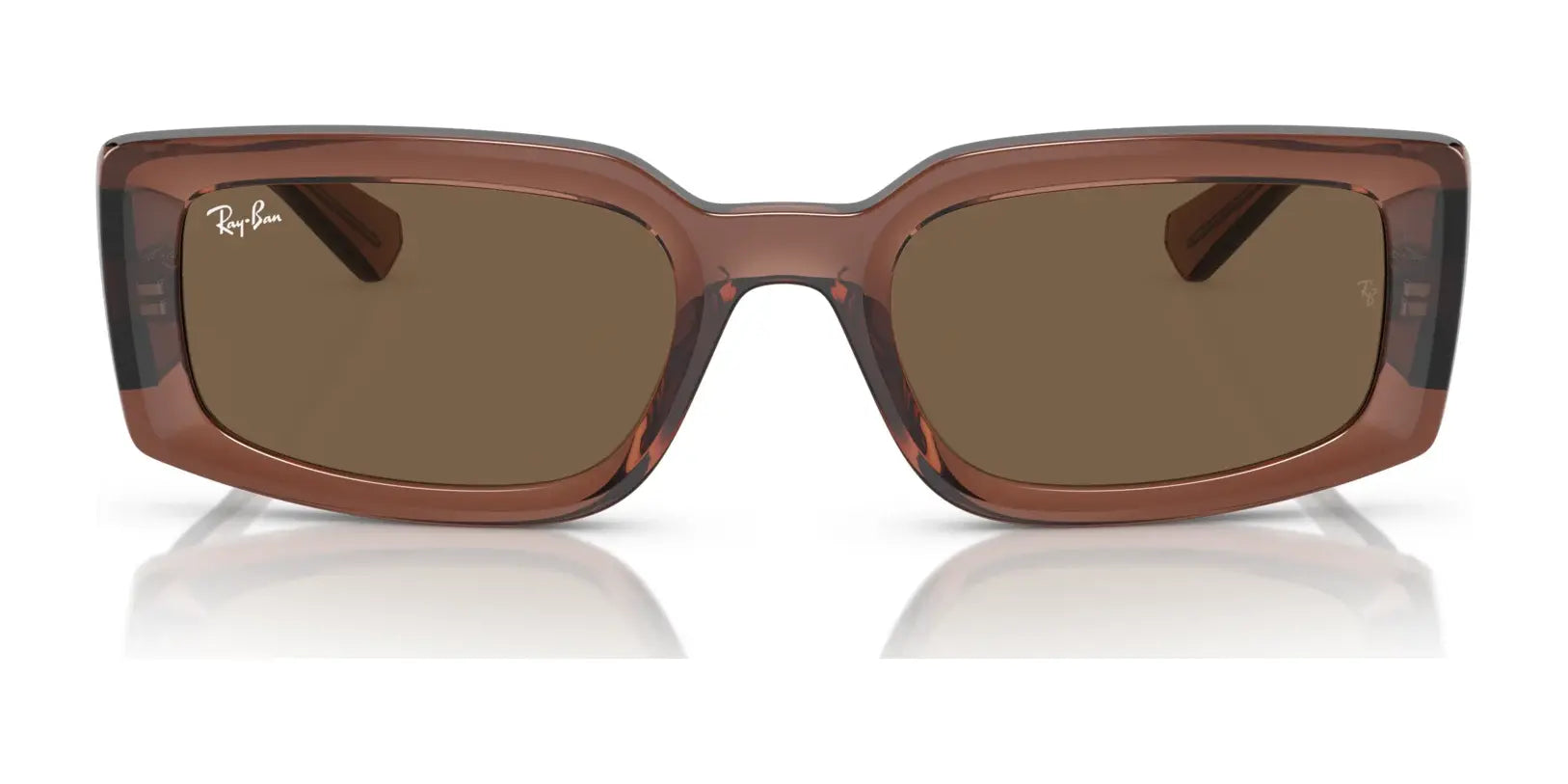 Immerse yourself in luxury with Ray-Ban KILIANE RB4395F Sunglasses. These brown rectangular frames feature dark lenses, blending style and sophistication seamlessly.