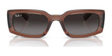 Ray-Ban KILIANE RB4395F sunglasses, size 54, with square brown frames and dark lenses, crafted from premium materials, elegantly rest on a white background.