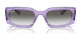 The Ray-Ban KILIANE RB4395F Sunglasses, with purple square frames and dark gradient lenses, offer a luxurious eyewear aesthetic, infusing any outfit with timeless elegance. Size: 54.