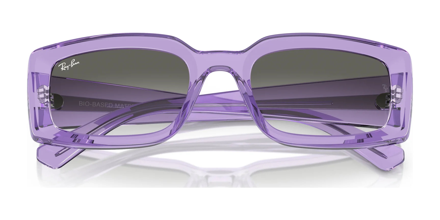 Discover fine luxury with Ray-Ban's KILIANE RB4395F sunglasses, featuring purple square frames, dark lenses, and a glossy finish. These Size 54 shades are your new statement piece.