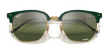 Ray-Ban NEW CLUBMASTER RB4416F sunglasses in green and gold with polarized lenses, featuring the iconic design and logo on the lens, size 55.