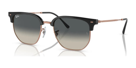 Chic Ray-Ban NEW CLUBMASTER RB4416F sunglasses in size 55, showcasing black frames with sleek, tinted polarized lenses against a crisp white backdrop.