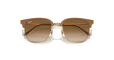 Ray-Ban NEW CLUBMASTER RB4416F Sunglasses, size 55, feature brown gradient polarized lenses with a gold frame and clear nose pads, viewed from the front.