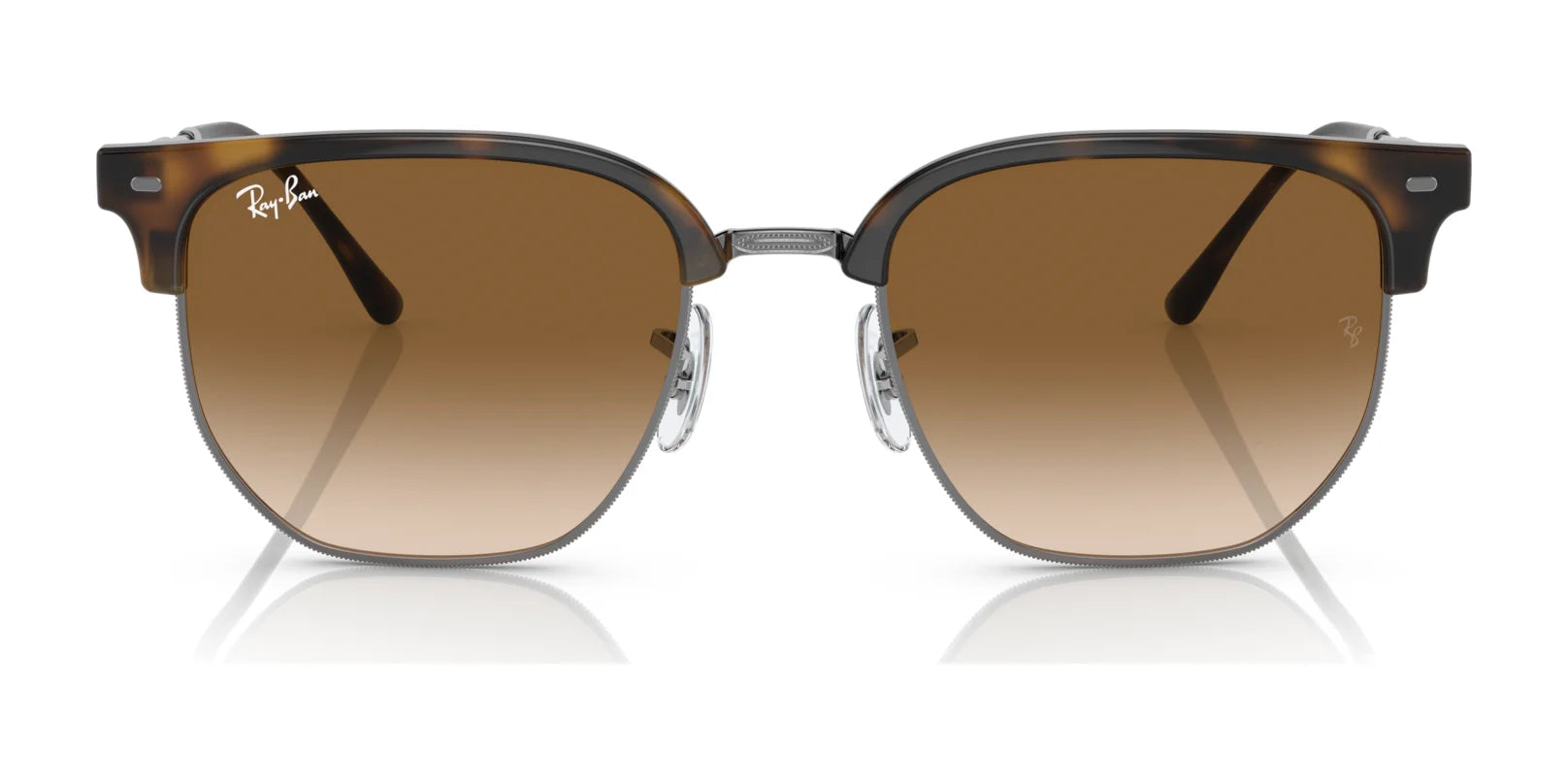 The Ray-Ban NEW CLUBMASTER RB4416F Sunglasses, Size 55, feature a classic design with a brown gradient and metal bridge. They offer timeless style and polarized lenses for elegance and ultimate protection.
.