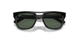 The Ray-Ban PHIL RB4426 Sunglasses (Size 54) feature a black squared silhouette with dark lenses, a logo on the top left lens, and a sturdy frame crafted from eco-friendly bio-based acetate.