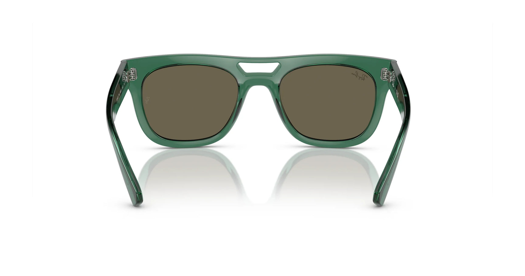 Ray-Ban PHIL RB4426 Sunglasses in size 54 boast a square silhouette and wide arms, made from bio-based acetate, with dark lenses against a white background.