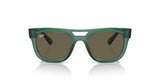 Ray-Ban PHIL RB4426 Sunglasses, Size 54, showcase a squared silhouette and bevelled acetate frame with green shades and dark lenses against a pristine white background.