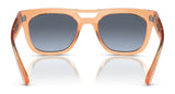 The Ray-Ban PHIL RB4426 Sunglasses offer stylish UV protection with translucent peach frames and dark gradient lenses, in a trendy square shape. Displayed on a crisp white background, they blend fashion with function seamlessly. Size 54.