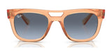 Ray-Ban PHIL RB4426 Sunglasses, Size 54, feature transparent orange bio-based acetate frames with a squared silhouette and dark lenses.