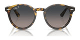 Ray-Ban LARRY RB7680S sunglasses are round tortoiseshell with gradient tint, featuring a logo on the left lens and crafted from premium acetate for a timeless retro vibe.