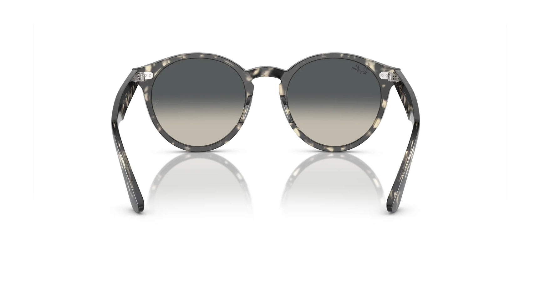 Ray-Ban LARRY RB7680S sunglasses, crafted from premium acetate with gradient lenses, rest on a reflective surface. Their round tortoiseshell design captures the essence of retro style, offering a timeless look reminiscent of iconic vintage eyewear.