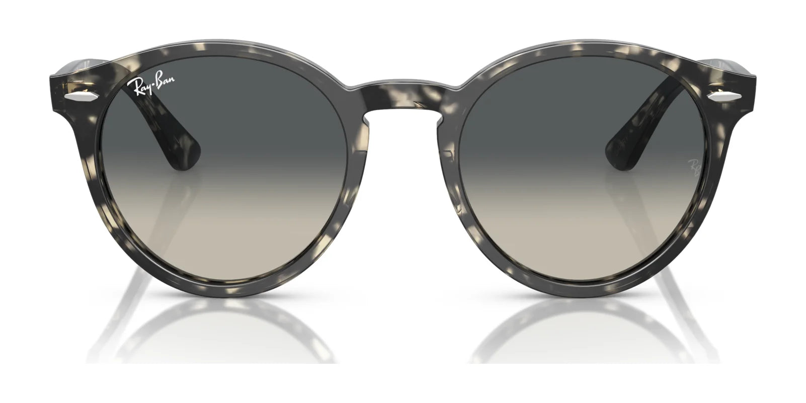 Ray-Ban LARRY RB7680S sunglasses feature retro-inspired round tortoiseshell acetate frames and dark gradient lenses, with the Ray-Ban logo on the top left lens.