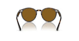 Ray-Ban LARRY RB7680S sunglasses, crafted from premium acetate, feature brown lenses and a round tortoiseshell design that reflects on a white surface.