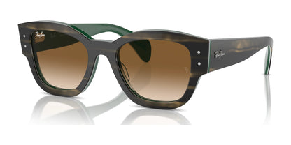 Ray-Ban JORGE RB7681SF Sunglasses Striped Green On Green / Clear & Brown