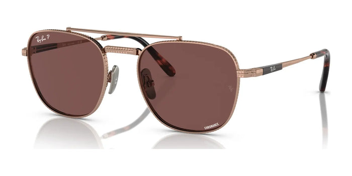 Ray-Ban FRANK II TITANIUM RB8258 Sunglasses | Size 54 / Rose Gold №3140AF / Dark Violet (Polarized) (3P 12.5%)