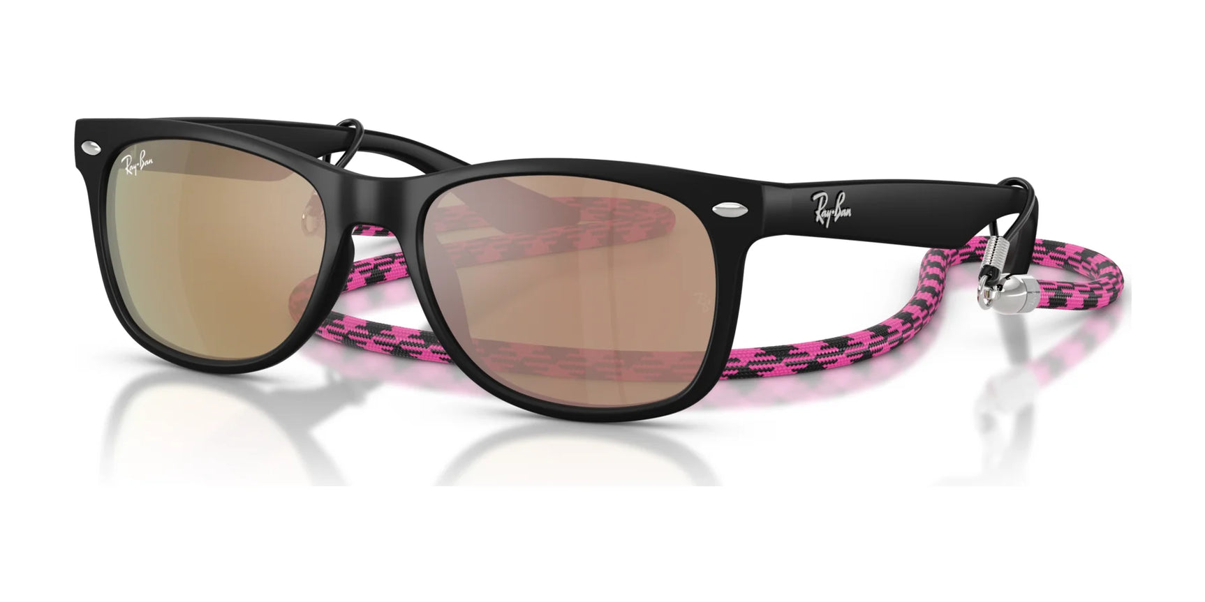 Ray-Ban JUNIOR NEW WAYFARER RJ9052S Sunglasses Rubber Black / Orange Mirror Pink