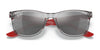 Ray-Ban JUNIOR NEW WAYFARER RJ9052SF Sunglasses | Size 50 / Rubber Black №7028Y4 / Green Mirror Silver (3N 11.3%)