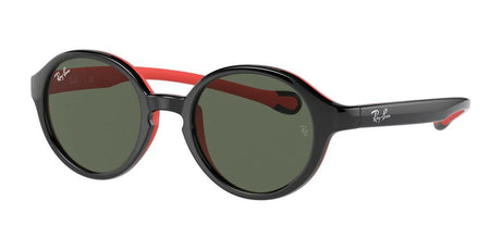 Ray-Ban RJ9075S Sunglasses Black On Red / Dark Green