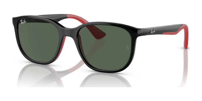 Ray-Ban RJ9078S Sunglasses | Size 48 / Black On Red №713171 / Dark Green (3N 14.3%)