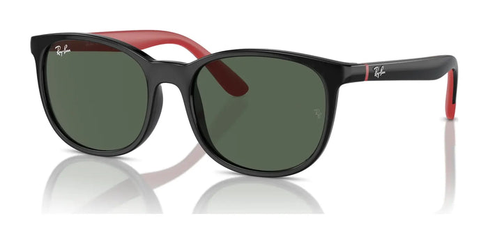 Ray-Ban RJ9079S Sunglasses | Size 49 / Black On Red №713171 / Dark Green (3N 14.3%)