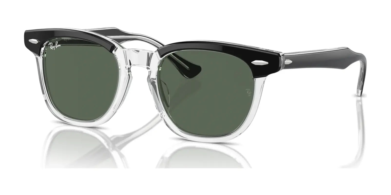 Ray-Ban RJ9098SF Sunglasses Black On Transparent / Dark Green