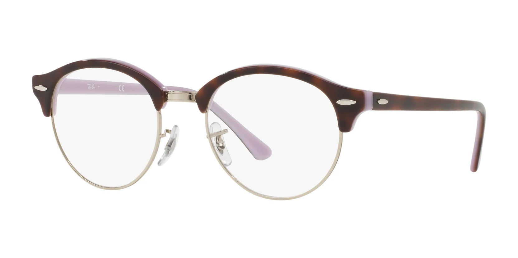 Ray-Ban CLUBROUND RX4246V Eyeglasses Havana On Violet / Clear